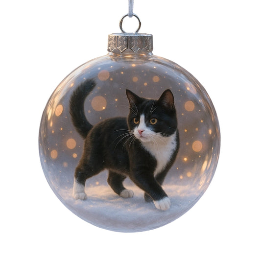 Cat Snow Globe,Glass Ball Christmas Ornaments,Cute Cats Christmas Ornaments Collection,Vivid 3d Animal Decoration,Each With Unique Winter Charm And Story ¨CHoliday Decor And Cats Lovers(H)