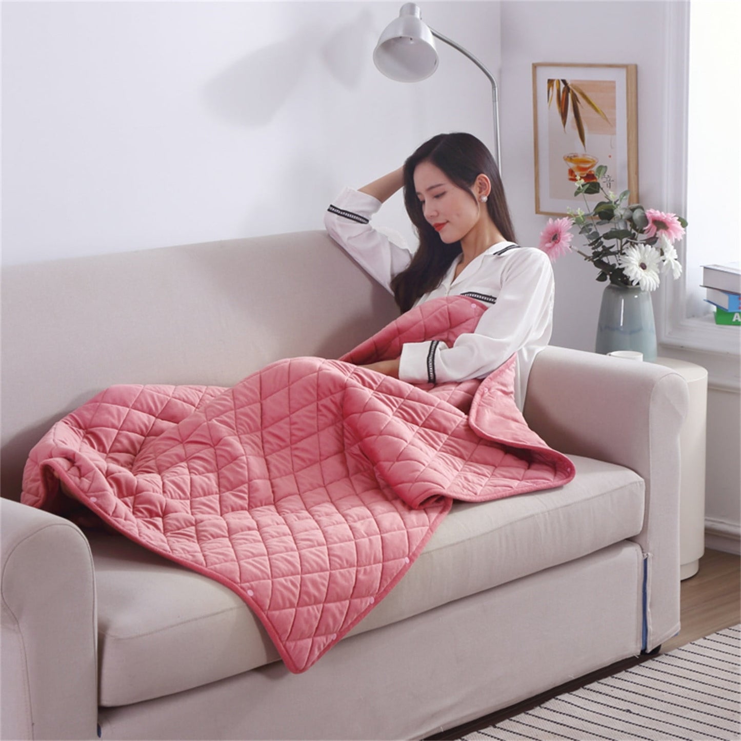 Electric Blanket,Heated Throw,Heated Blanket Electric Throw,Soft Fleece Electric Blanket,3 Heat Settings Flannel Electric Blanket with Hand,Machine Washable(Hot Pink 47*30in)