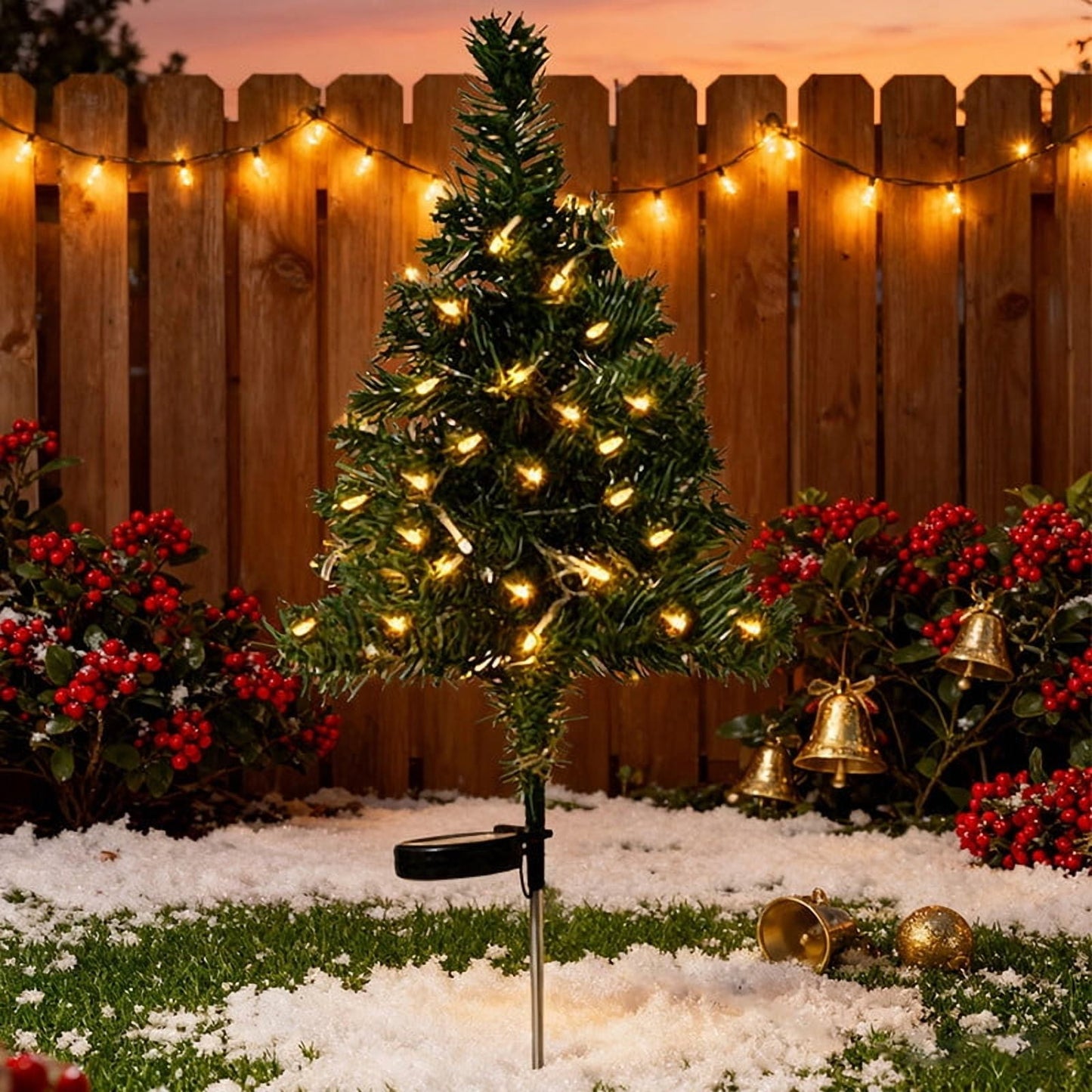 Solar Power Christmas Trees,Solar Christmas Trees For Outside,31.5inch,Solar - Powered Mini Christmas Tree Light With Led Lights For Outdoor Courtyards, Gardens, Lawns,Small Lights.