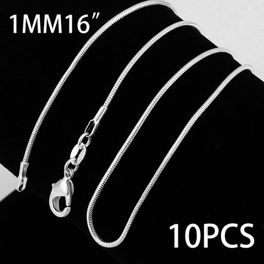 Necklaces for Women Wholesale 10Pcs 925 Sterling Solid Silver 1Mm Snake Chains Necklace 16-28 Inches Jewelry,Wholesale Necklace for Women Chain Accessory(10pcs 16in)from Biweutydys