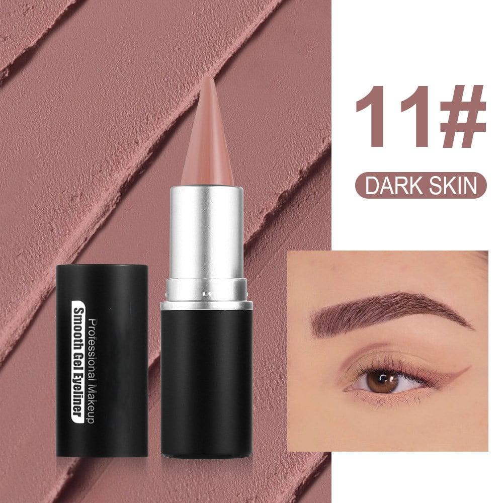 Gel Eyeliner Pencil, Matte Waterproof Smudge Proof Eye Liner Pen, Quick Drying Eye Liner Gel Stick, Cream Eyeliner Pencil, Eye-Liners for Women Girls (Dark Skin)