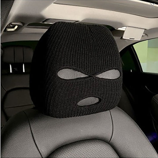 Funny Cartoon Car Headrest Covers,Funny Car Accessories,Head Rest Cover For Car,Headrest Covers For Cars,Balck Ski Mask,1pc,Car Seat Head Rest Protector For Auto Front Seat Rest Decoration