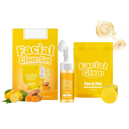 Sugar Baby Turmeric Kojic Pads,Facial Glow+Glow Wash Set Glow Up Pads - Turmeric & Kojic Acid Pads,Kojic Acid and Turmeric Cleansing Pads(5.07FL.OZ/150ML+1 Bag/40 Pieces) Clearance from Biweutydys