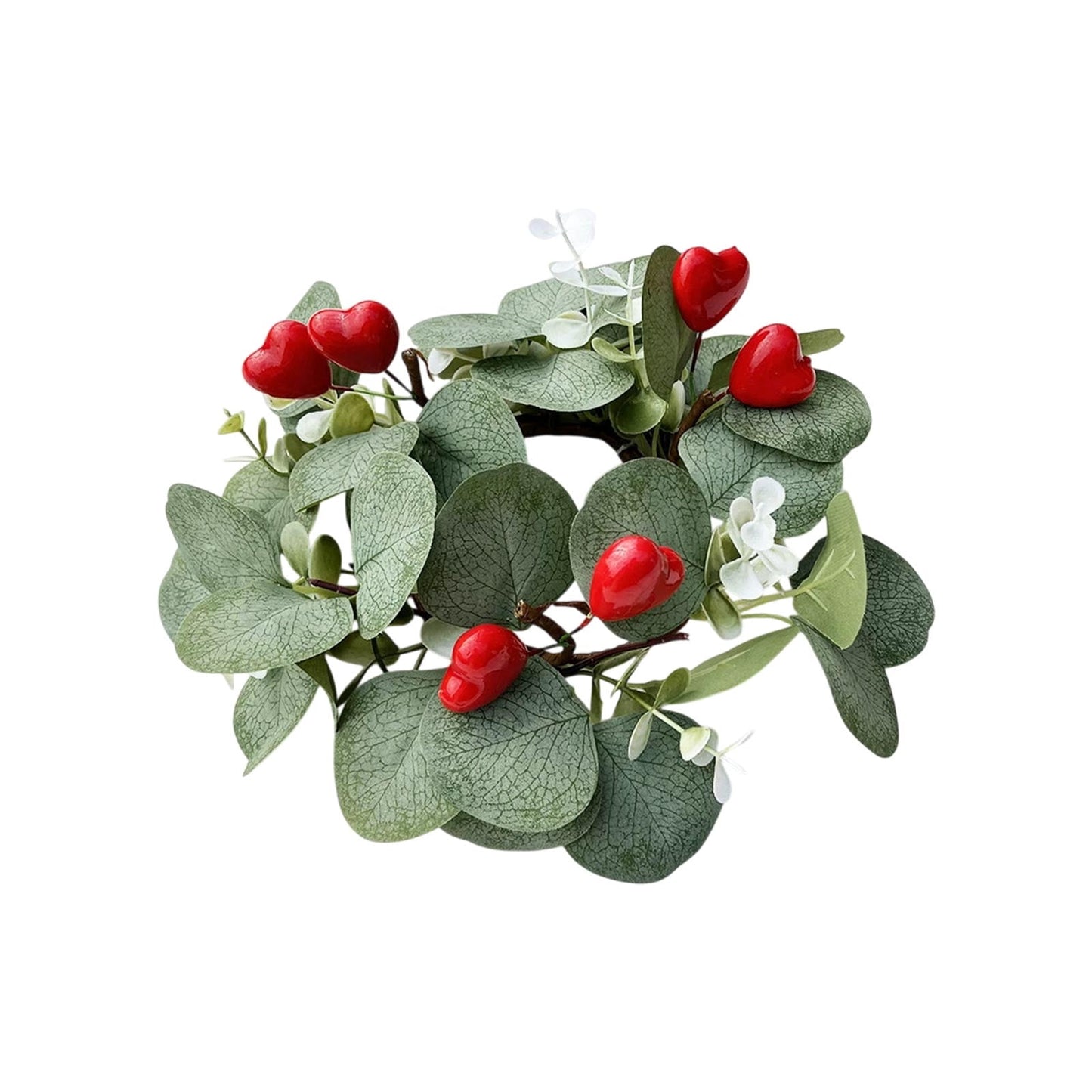 Valentines Day Wreath Valentine's Day Artificial Wreath Candlestick Eucalyptusleaf Heart Wreath Party Heart-Shaped Candlestic Wreath