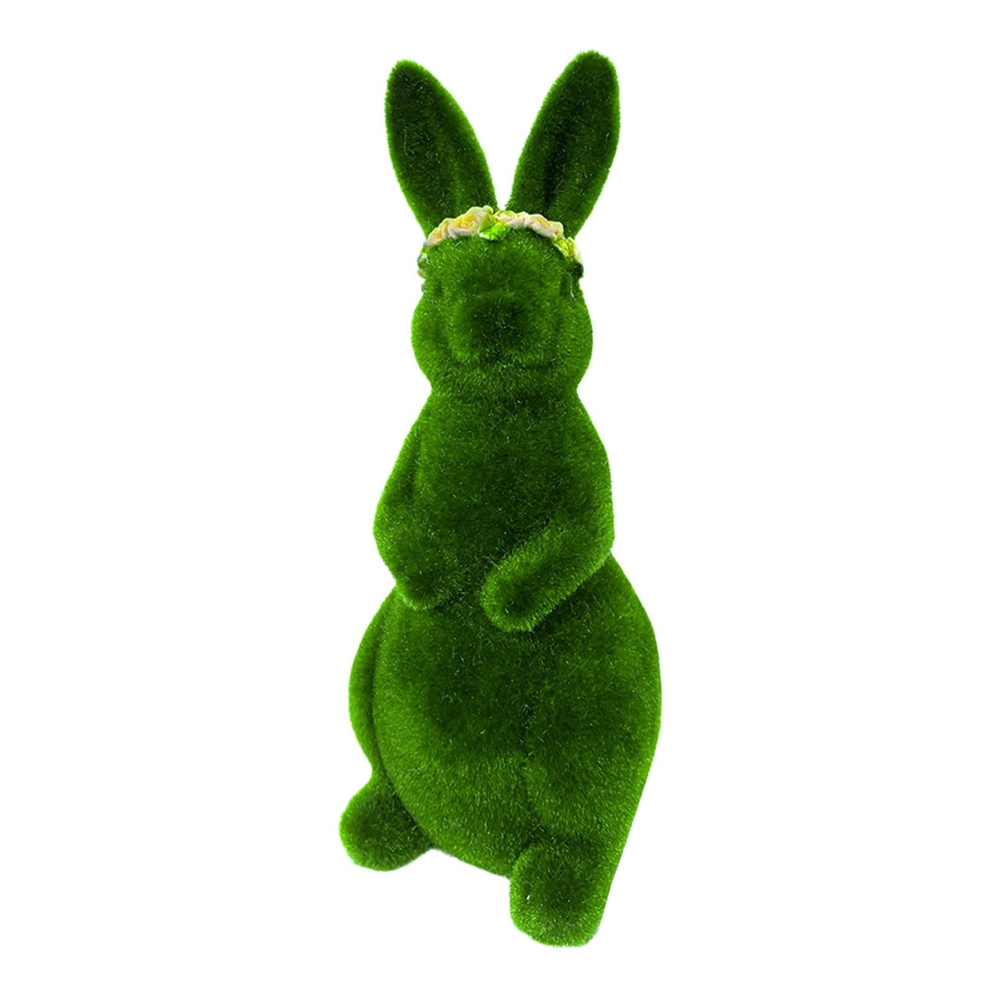 Rabbit Statue Easter Flocked Bunny With Home Decor Green Tabletop Ornament