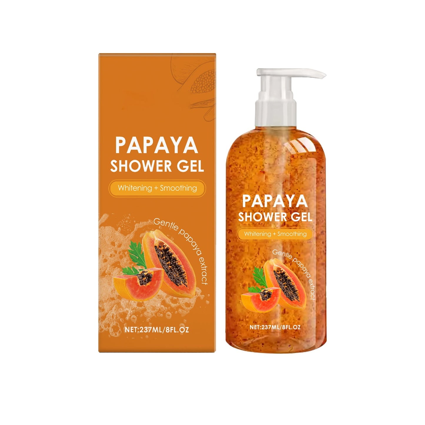 Papayas Shower Gel,Papayas Face and Body Wash,Lasting Moisturizing Brightening and Smoothing,Body Wash with Organic Papayas Extract,Gentle Cleansing(1pc 237ml/8fl.oz)from Biweutydys