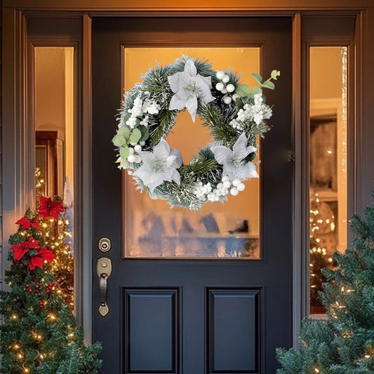 Winter Wreaths for Front Door,Christmas Wreaths Clearance,Christmas Wreath Indoor And Outdoor Christmas Decoration Winter Wreath Christmas Flower And Golden Ball Christmas Wreath(A 12in)