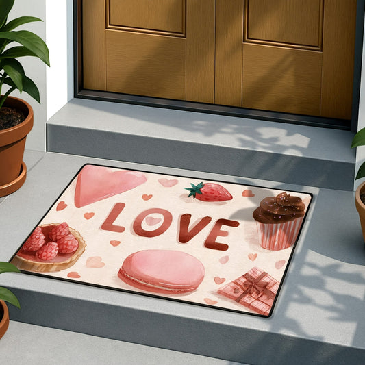 Welcome Mat Front Door Mat Valentines Day Decorations, Anti-Slip Indoor Outdoor Entrance Mat, Bathroom & Porch Carpet for Home Decor & Festive Greetings, Ideal for Couples & Hosts