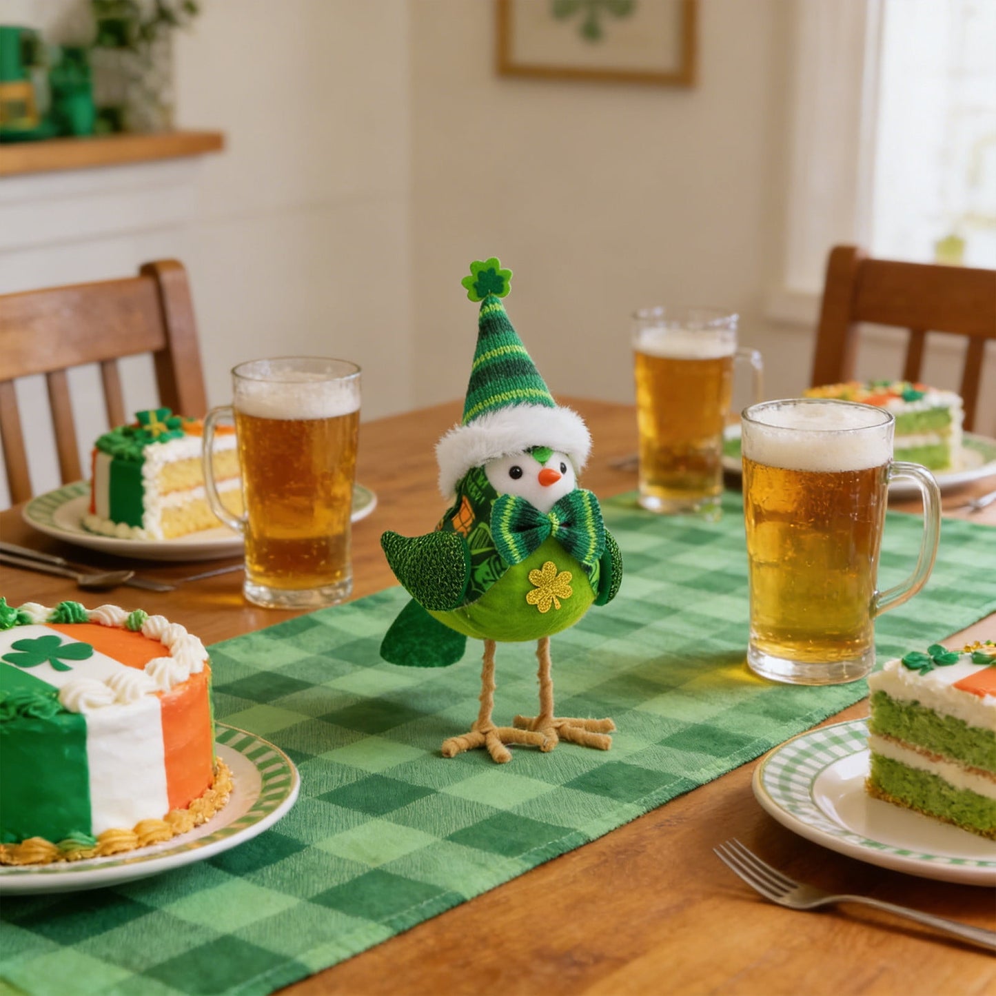 St Patricks Day Decorations St. Patrick's Day Desktop Ornaments Featherly Friends Birds, Cute Holiday Birds Figurine for Saint Patrick¡¯s Day Home Party Decor