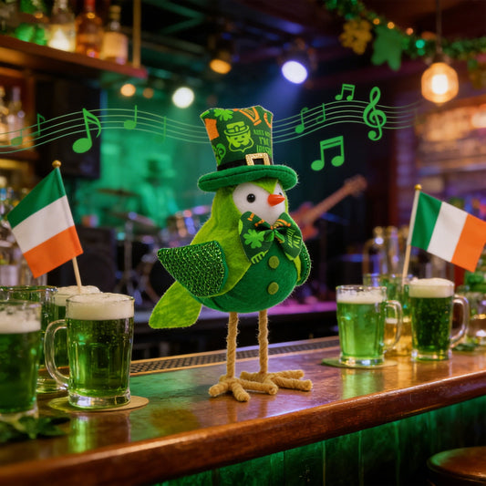 St Patricks Day Decorations St. Patrick's Day Desktop Ornaments Featherly Friends Birds, Cute Holiday Birds Figurine for Saint Patrick¡¯s Day Home Party Decor