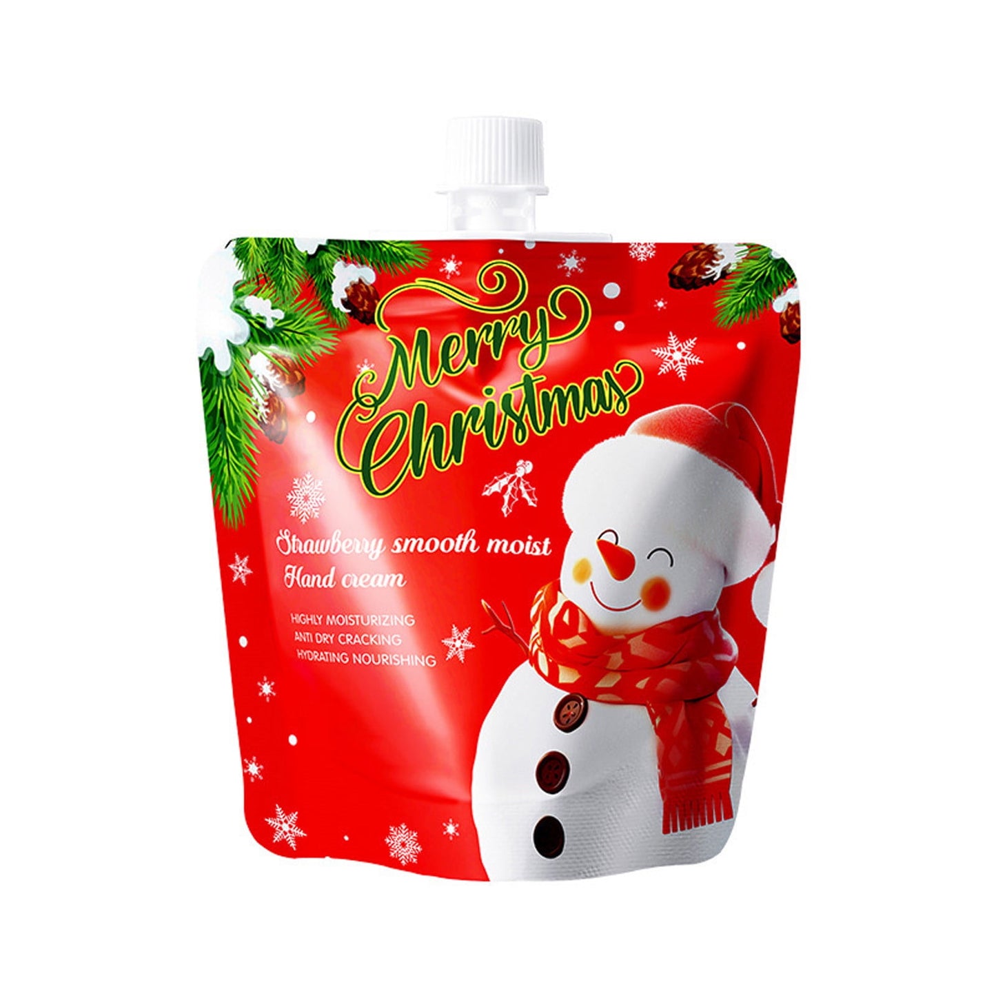 Christmas Hand Lotion, Natural Plant Fragrance Shea Hand Lotion for Dry Cracked Hands, Moisturizing Hand Cream for Women, Mini Travel Size Holiday Gifts, 1.06 oz (Strawberry)