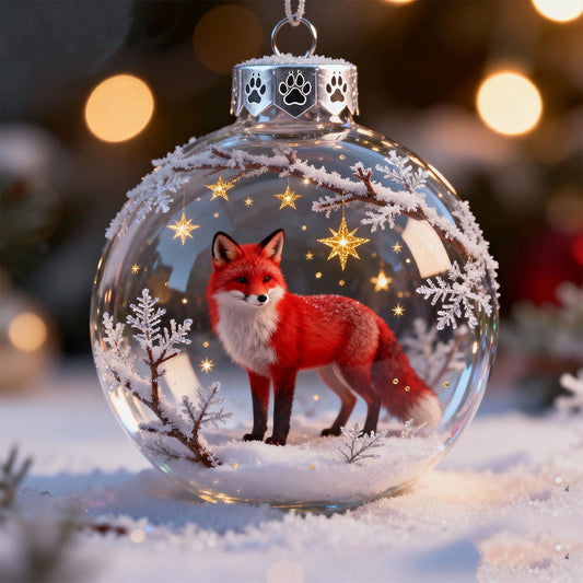 Christmas Snow Globe Ornaments, Animal Hanging Ornaments Christmas Tree Decoration, Forest Animal Snowflake Ball Pendants with Deer Cow Rabbit for Xmas Decor