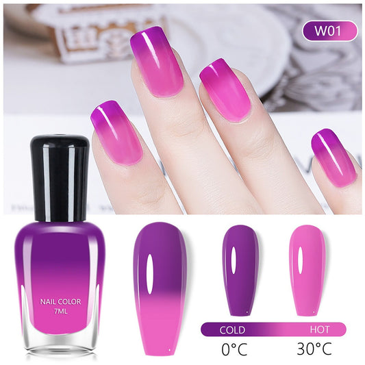 Color Changing Gel Nail Polish, Temperature Change Colors Thermal Ombre Salon Home Fall Winter Manicure UV Nails Varnish, Holographic Soak Off Nail Art Design for Women Girls (W01)