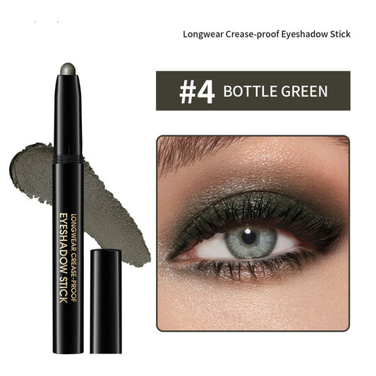 Cream Eye Shadow Brightener Stick Makeup, Monochrome Cream Glitter-Shimmer Eye Shadow Stick Palette Makeup, Cream Waterproof Long Lasting High Pigmented Eye Shadow (Bottle Green)
