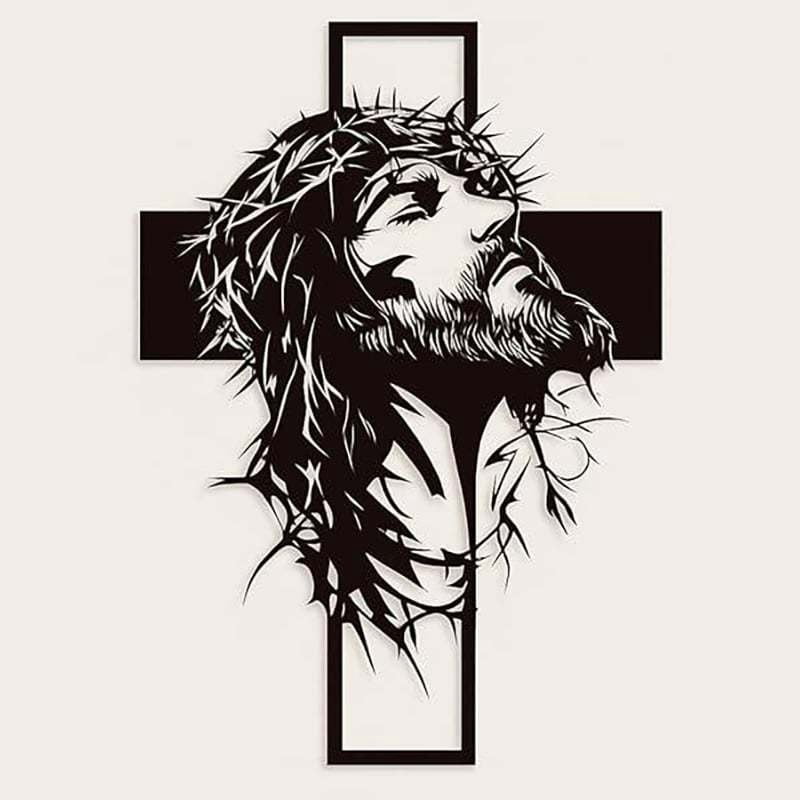 Cross Wall Decor & Christian Wall Decor 15.7", Ironwork Jesus Crucifix Wall Cross, Religious Wall Art for Home, Office & Worship Space