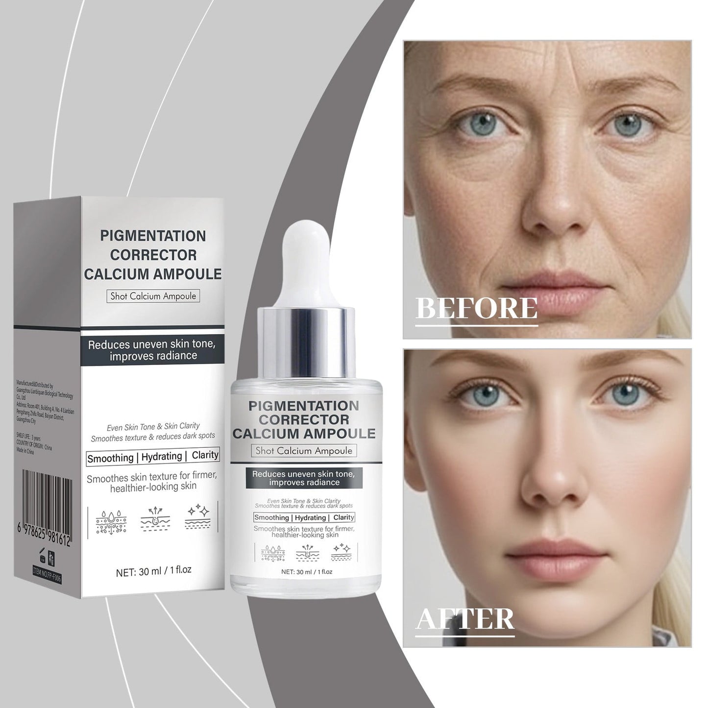 Under Eye Serum for Dark Circles, Fine Lines, Puffiness, Eye Bags, Korean Face Serum, Pore Tightening Refines Pores Tightening Serum, Moisturizing, Firming, Skin Tone & Skin Clarity, 30ml