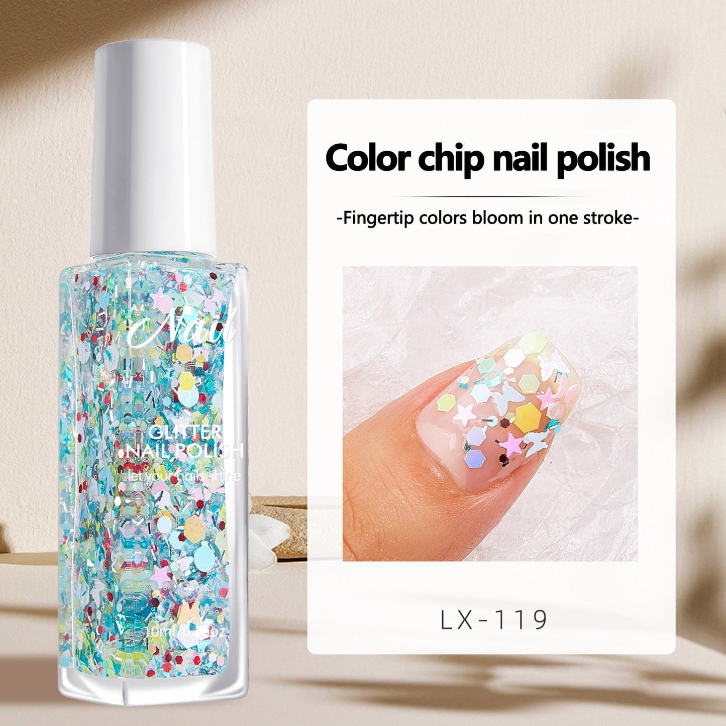 Glitter Gel Nail Polish, Light Glitter Nail Polish, Soak Off UV LED Nail Gel for DIY Nail Art, Iridescent Chunky for Nail Art Manicure at Home, Quick Dry Holographic Gel, 10ml