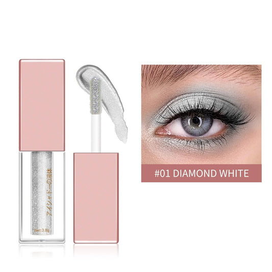 Glitter Liquid Eyeshadow, Liquid Metallic Eyeshadow, Pigmented Glistening Liquid Glitter Eyeshadow, Waterproof Glitter Eyeshadow Eyeliner Makeup, Long Lasting, Quick Drying, Easy to Apply (#01)