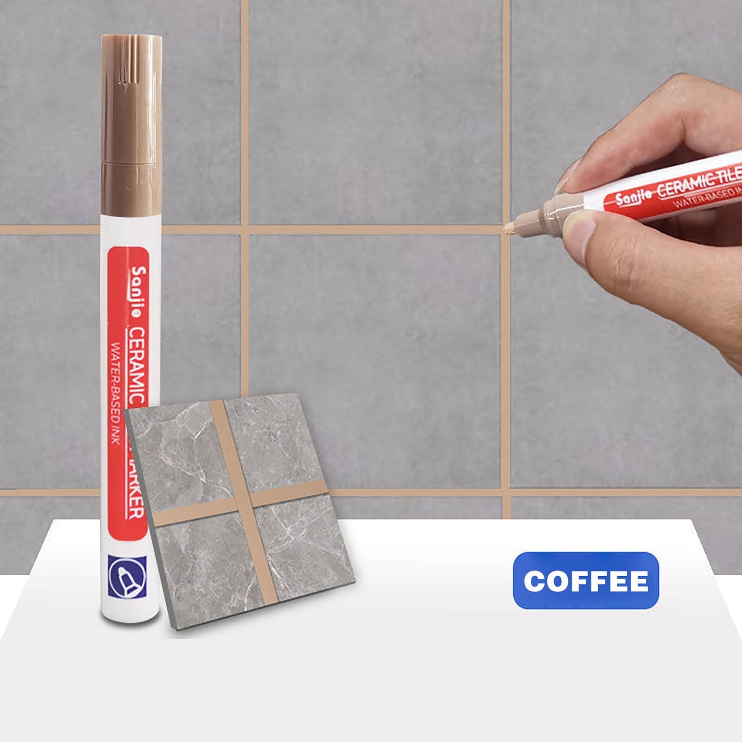 Grout Pen Coffee Tile Grout Paint Marker - 4ml Grout Tile Pen For Bathroom & Kitchen Tile Beauty Styling & Grout Touch-Ups