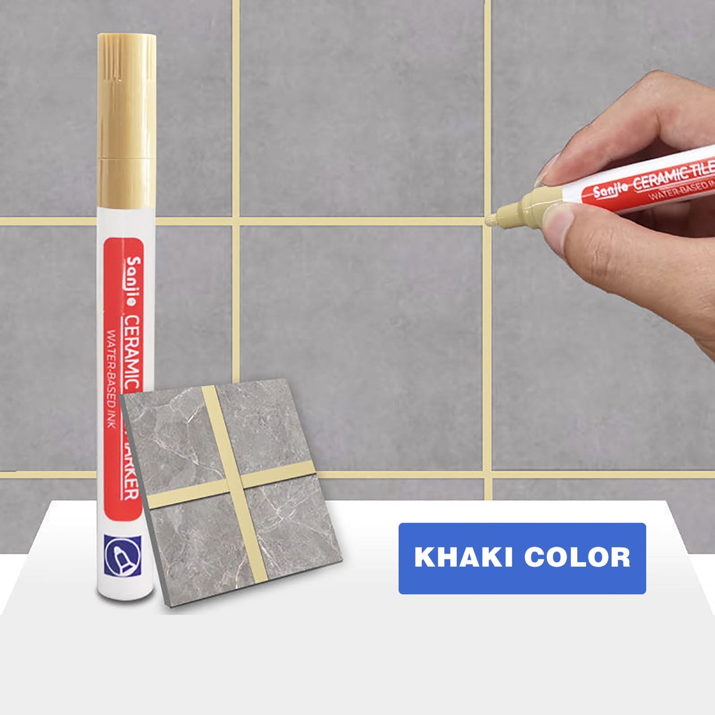 Grout Pen Khaki Tile Grout Paint Marker - 4ml Tile Beauty Styling Pen For Bathroom & Kitchen Grout Touch-Ups