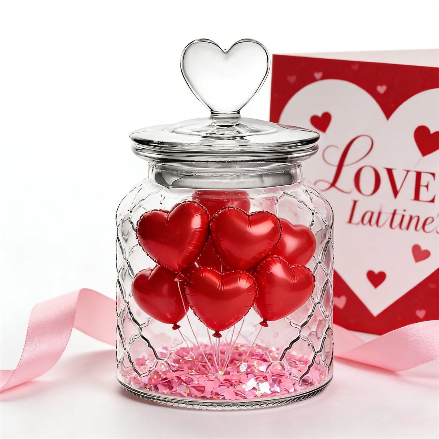 Heart Jar with Lid, Clear Glass Heart Container with Heart-Shaped Knob, Heart Snack Container for Candy, Decor & Gifts 6.25" Tall