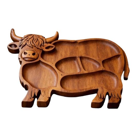 Highland Cow Wooden Charcuterie Board, Cow Charcuterie Board, Wooden Cutting Board, Creative Highland Cow Platter, Decorative Serving Tray for Snacks & Gifts