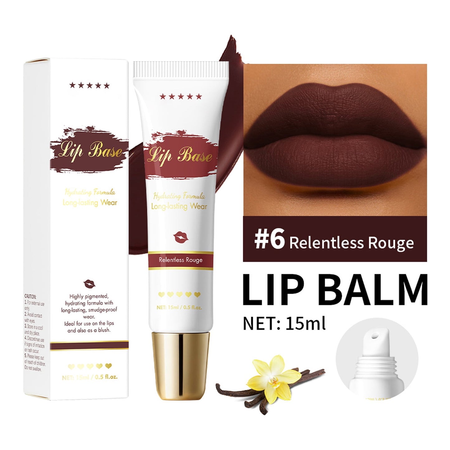 Lip Gloss Base, Hydrating Lip Balm with Sheer Tint, Plumps Moisturizing Hydrating Lip Mask, Lip Base Cream for Smoothing & Prepping, Multi-Purpose Matte Blush & Lip Balm (#6, Relentless Rouge)