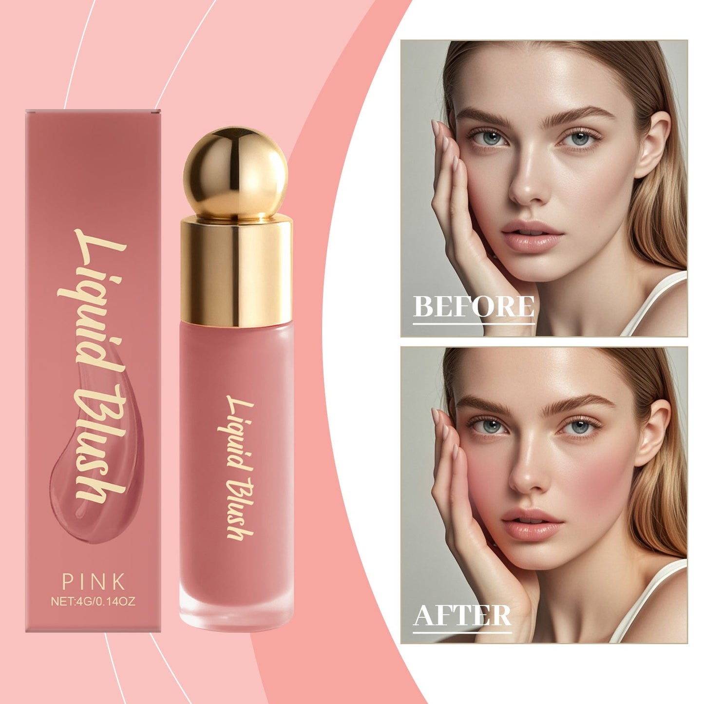 Liquid Blush, Long-lasting Liquid Blush, Natural Matte Velvet Finish, Buildable Cream Cheek Tint with High-Pigment Color, Weightless Blendable Formula for Natural Dewy Finish (Pink)