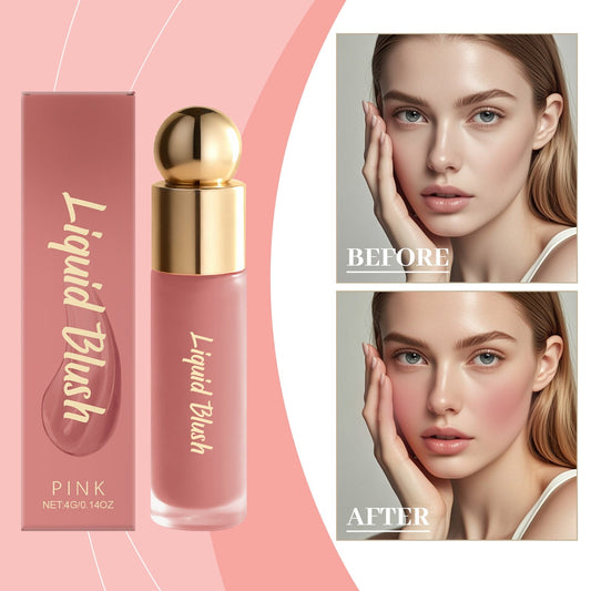 Liquid Blush, Long-lasting Liquid Blush, Natural Matte Velvet Finish, Buildable Cream Cheek Tint with High-Pigment Color, Weightless Blendable Formula for Natural Dewy Finish (Pink)