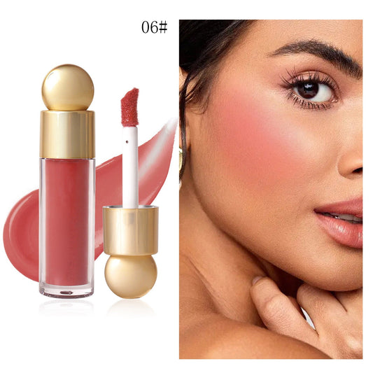 Liquid Blush Stick, Buildable Cream Cheek Tint with High-Pigment Color, Moisturizing & Lightweight Blendable Makeup, Multifunctional Liquid Blusher for Lips & Cheeks, 5ml (#06)