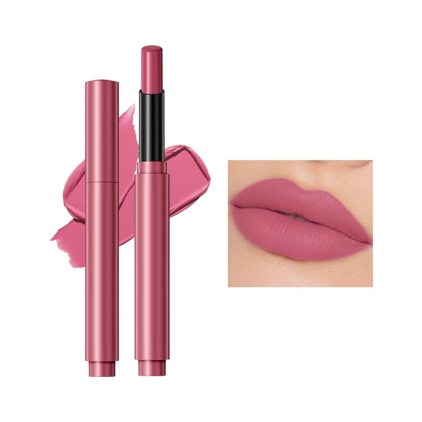 Matte Nude Lipstick Velvet Lip Gloss, High Pigmented Long-Lasting Waterproof Lip Stick, Nude Matte Soft Dark Color Stick, Non Stick Cup Nude Lip Gloss Lipstick for Women Girls Daily Lip Makeup (#06)