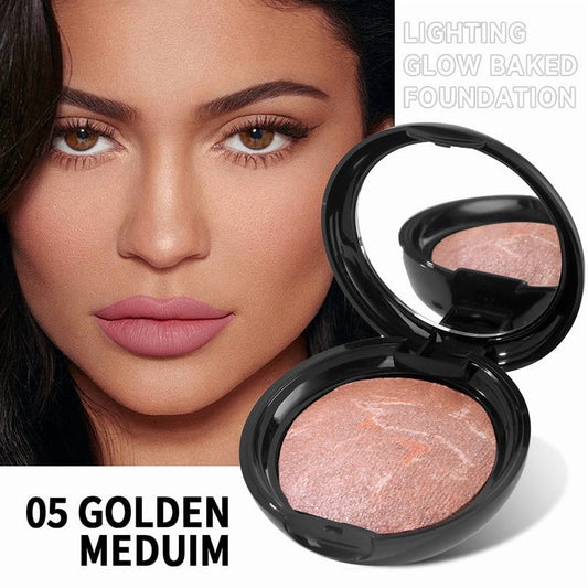 Multipurpose Makeup Powder, Generic Baked Matte Foundation Makeup Brighten,Color Corrector Buildable Coverage Natural Smooth Lightweight Powder Foundation (#05, Golden Medium)