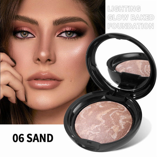 Multipurpose Makeup Powder, Generic Baked Matte Foundation Makeup Brighten,Color Corrector Buildable Coverage Natural Smooth Lightweight Powder Foundation (#06, Sand)