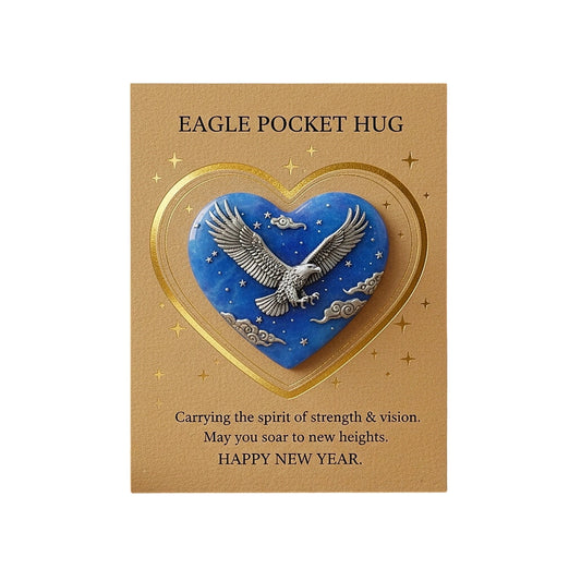 New Year Pocket Hug Gift Set with Greeting Cards, 2026 Heart Shape Stone Keepsake, Portable New Year Blessing Gift for Family Friends, Inspirational New Year Card with Heart Charm