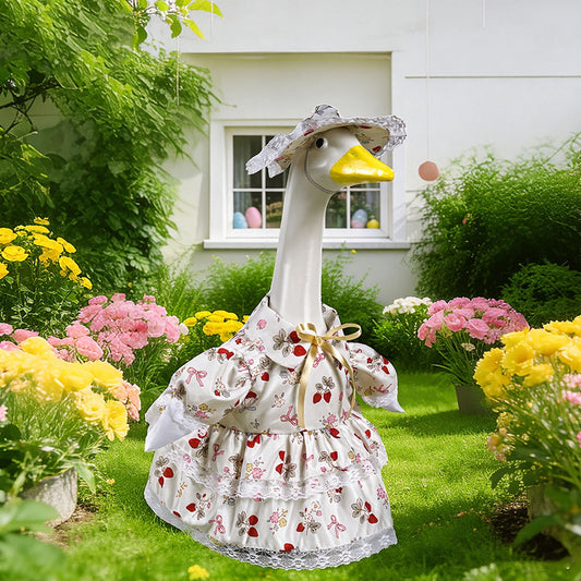 Porch Goose Clothes & Easter Goose Outfit, 23 Inch Waterproof Holiday Decoration for Yard, Porch, Garden, Fits Cement Geese, Fade-Resistant Fabric, Easy to Dress