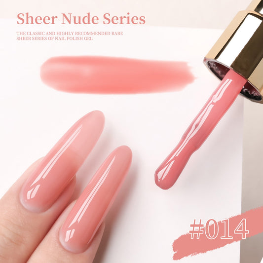 Sheer Nude Gel Nail Polish, Transparent Sheer Colors Soak Off UV Light Cure Gel Polish, Neutral Jelly Gel Polish, Single Bottle Soak off UV LED Cured at Home Salon DIY French Manicure Nails Art