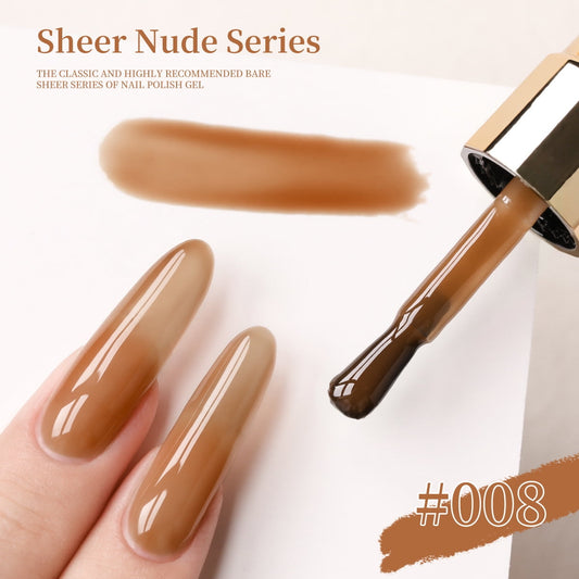 Sheer Nude Gel Nail Polish, Transparent Sheer Colors Soak Off UV Light Cure Gel Polish, Neutral Jelly Gel Polish, Single Bottle Soak off UV LED Cured at Home Salon DIY French Manicure Nails Art