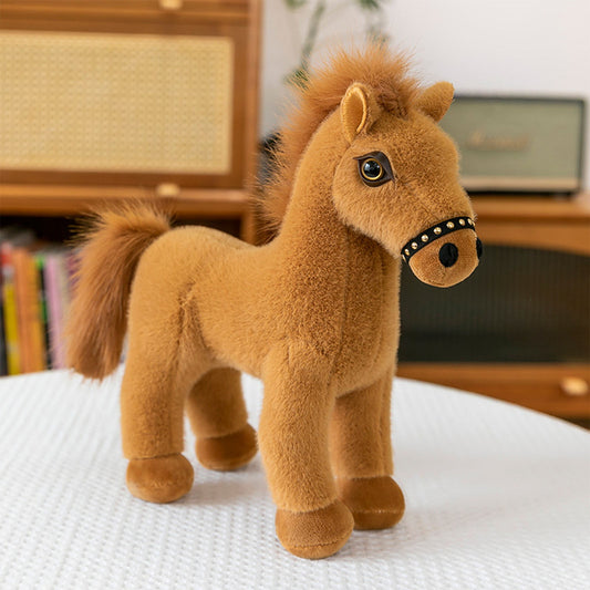 Stuffed Horse Plush Toy & Decorative Pillow, Cute Big Eyed Horse Doll with Realistic Sitting Pose, Soft Huggable Companion, Sofa or Bedside Decor, Heartwarming Gift for Kids & Adults