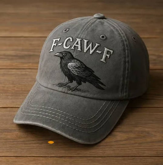 Crow Hat, Small Raven Embroidered Low Profile Soft Cotton Baseball Cap, Statement Embroidered Baseball Cap with Gothic & Nature-Inspired Design, Adjustable Cotton Cap