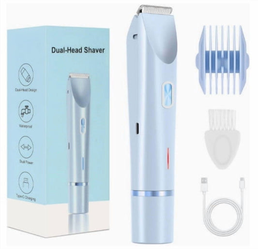 Trimmer for Women 2-in-1 Double Head Electric Razor, Waterproof Electric Shaver for Women for Bikini Underarms Legs & Face, USB Rechargeable & Travel Friendly