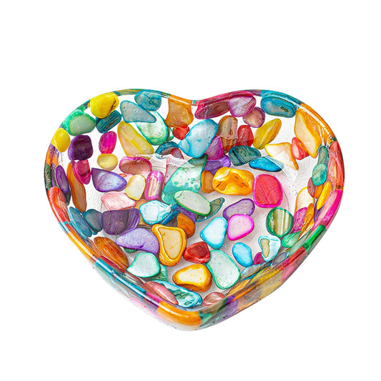 Valentines Candy Dish,Heart Bowls,Heart Shaped Transparent Plastic Bowl - Decorative Patterned Snack Bowl for Candy, Jewelry & Cosmetics, Romantic Home Decor Bowl(MulticolorMulticolor)