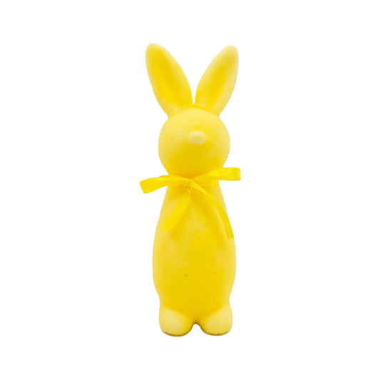 Moss Bunnies Flocked Bunny Statue With Bow Shiny Easter Bunny Desktop Decoration Flocked Foam Bunny Statue Easter Indoor Decoration 23 Cm 9 Inches