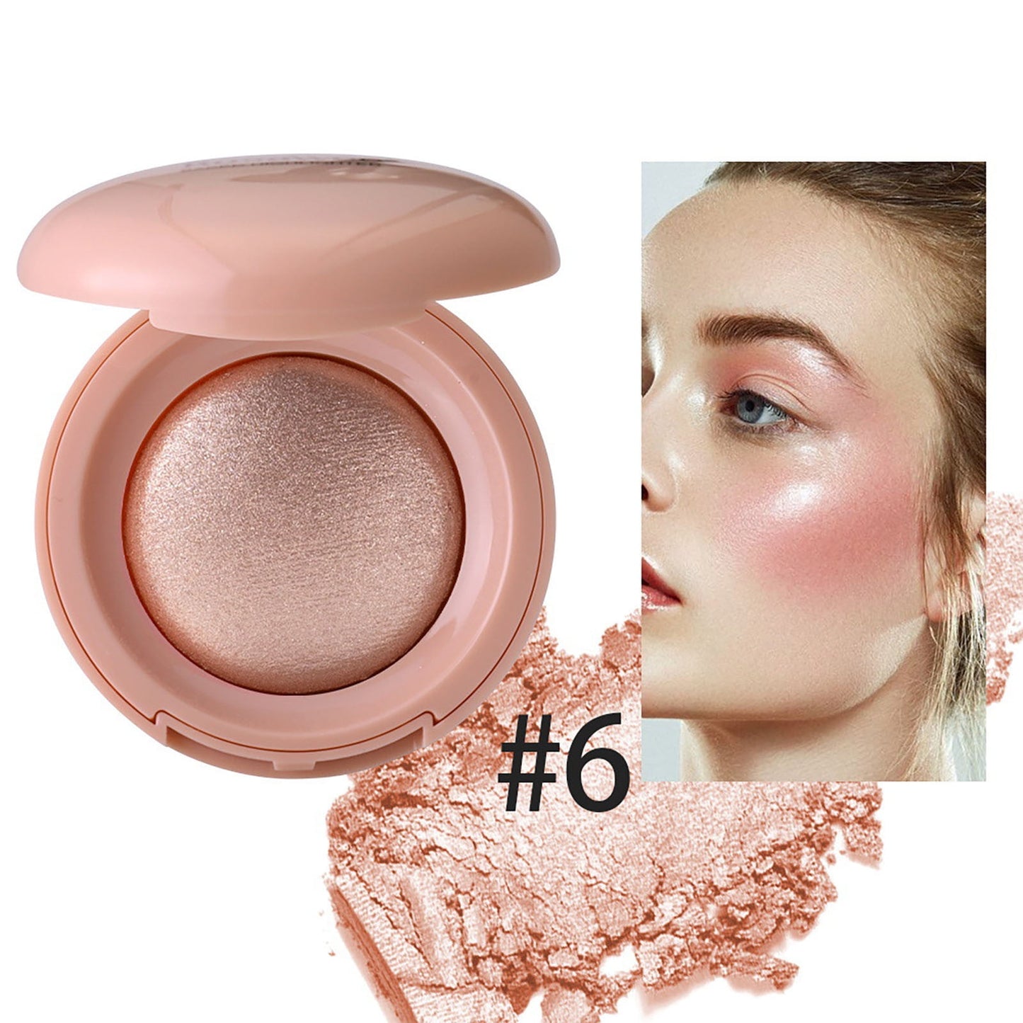 Highlighter Makeup,Blush Palette,Baked Highlighting Blush,Soft Pinch Glitter Powder Blush,Natural Finish,Buildable Color,Long Last Natural Complexion,Contour & Highlight(F)