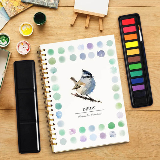 Beginner-Friendly Watercolor Workbook, 12 Colors Watercolor Paint Set With Paint Brush Pen, Painting Book For Kids, Water Colors Paint Adult Set,Diy Drawing & Craft Supplies For Beginners