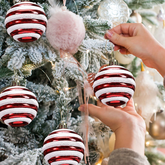 Shatterproof Christmas Ornaments,Outdoor Christmas Decorations,Christmas Decor,Christmas Tree Decorations Ornament Set Shatterproof Ornaments Hanging Decor For Party Tree(G 6pcs 2.4in)