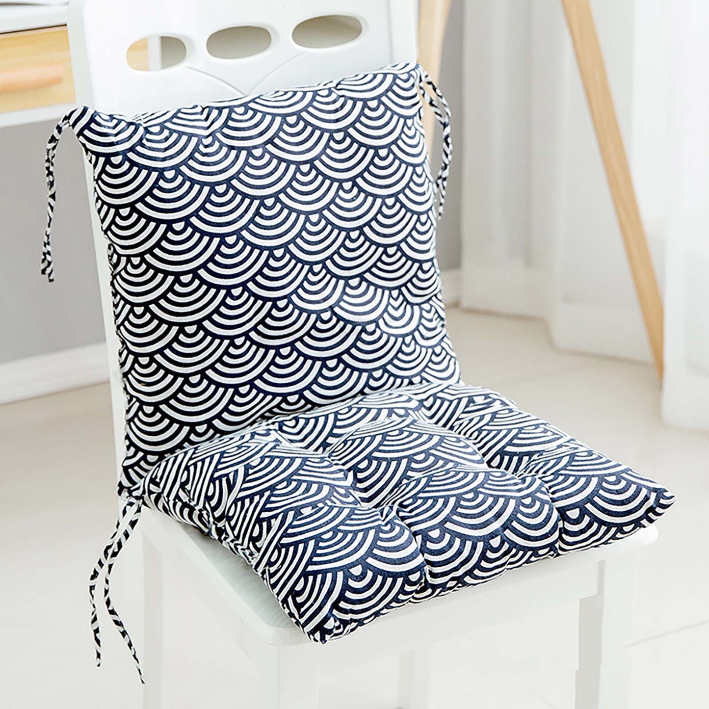 High Back Outdoor Chair Cushions,Chair Cushions High Back,Non-Slip Patio Chair Cushions Seating Set,High Back Chair Cushions Indoor Outdoor Porch Rocking Chair(Navy Wave B 32*16in)