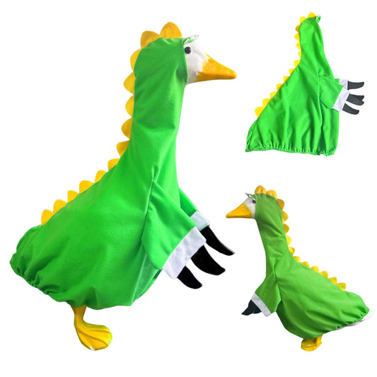 Lawn Goose Outfits,Dress Up Goose,Goose Outfits Porch Goose Clothes Dinosaur Cute Costume for Cement Statue Yard Lawn Decor Outdoor Garden Yard Patio Art(Green Dinosaur 23in)