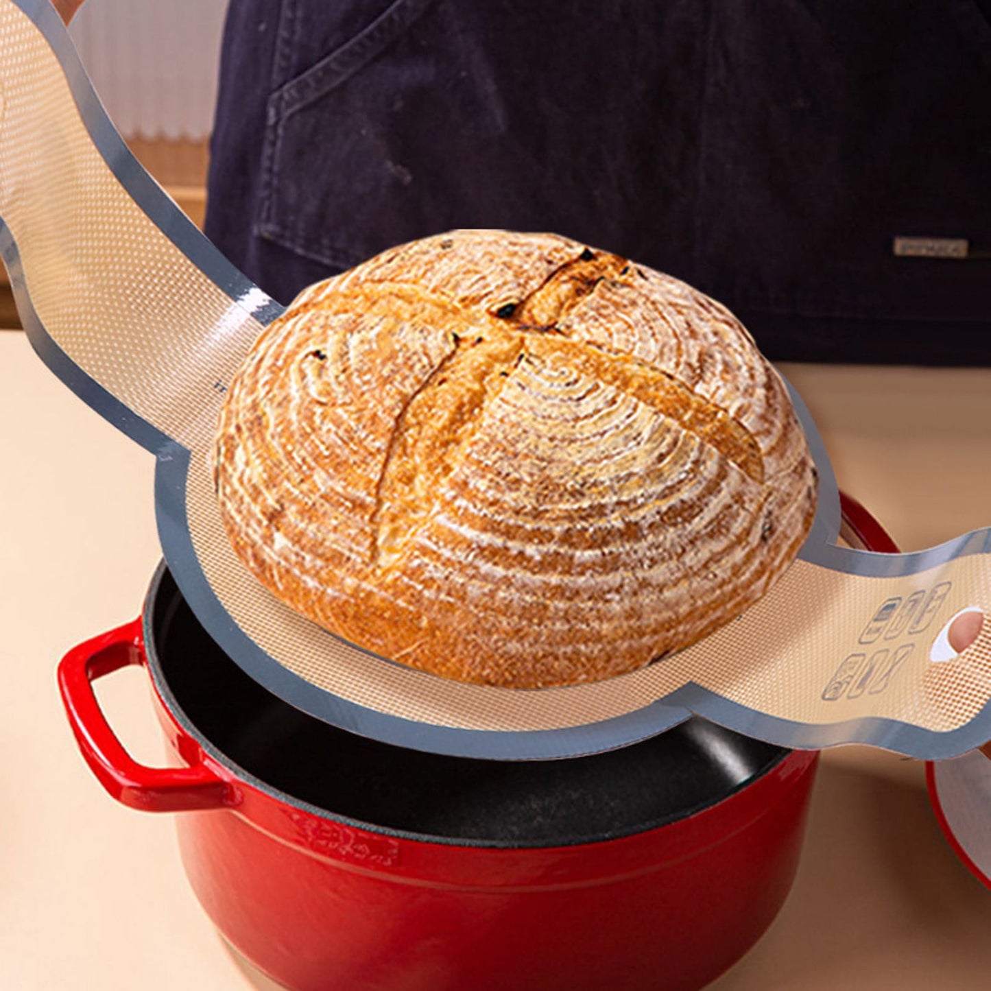 Bread Sling,Silicone Baking Mat,Silicone Bread Sling,Dutch Oven Non-Stick Easy Clean Reusable Bread Baking Mat,Long Handles Dough Mat,Silicone Bread Sling(Gray 22*8in)