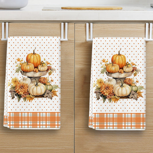Halloween Lego,Fall Kitchen Towels - Pumpkin Striped,Maple Leaf Print Textured Cotton, 16x28 Inch Absorbent Dish Towels for Kitchen and Bathroom Use, Machine Washable?