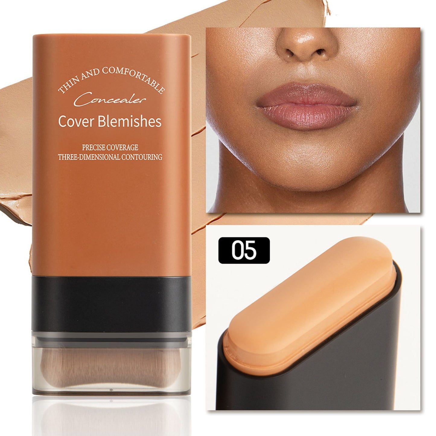 Foundation Stick,Stick Foundation,2-in-1 Natural Foundation Stick Eraser with Foundation Brush 2026 New Multifunctional Foundation Stick Matte Cream Foundation Portable Lightweight(Dark Wheat)